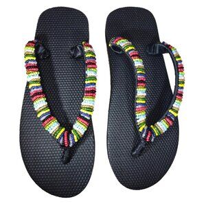 Beaded Flip Flops for Women Summer Style Sandals - (Multicolor)